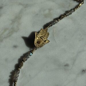 Beautiful Opal Quartz Hand of Fatima Bracelet